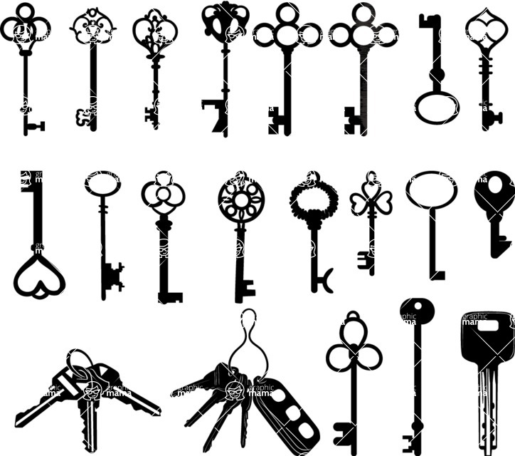 Vector silhouettes - Vector Key Silhouettes Set